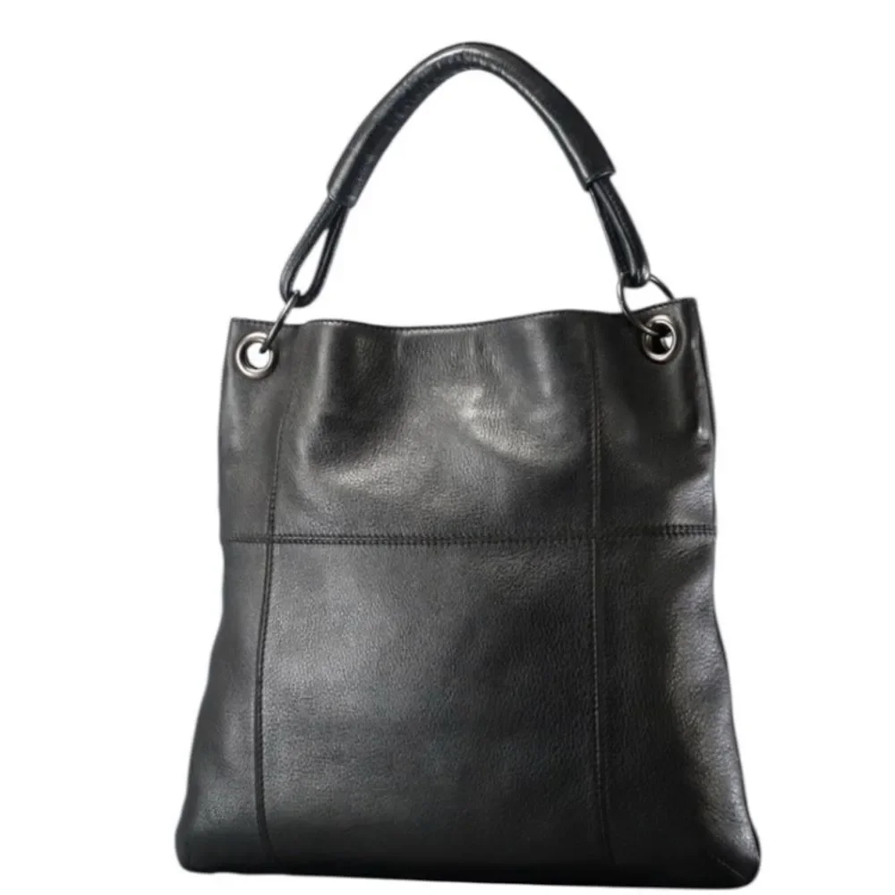 BOTTEGA VENETA Black Leather One Shoulder HoboTote Bag Auth